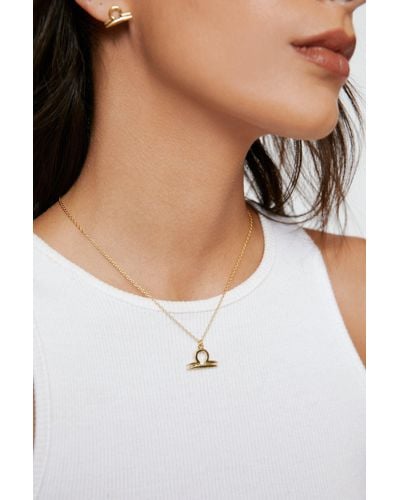 Nasty Gal Gold Plated Libra Star Sign Necklace And Earring Set - White