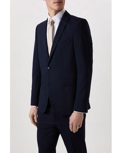 Burton Skinny Fit Navy Essential Suit Jacket - Blue
