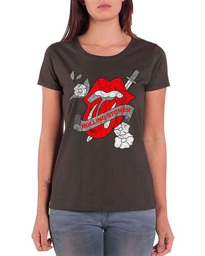 The Rolling Stones Tongue Band Logo Skinny Fit T Shirt - Red
