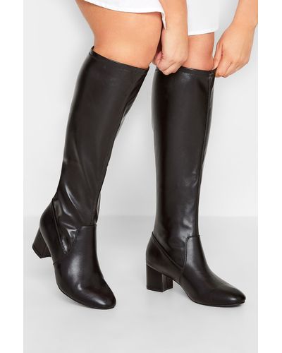 Yours Wide & Extra Wide Knee High Boots - Black