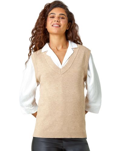 Roman Sleeveless Knitted Vest - Natural