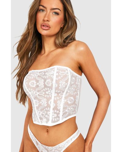 Boohoo Bridal Lace Detail Corset - White