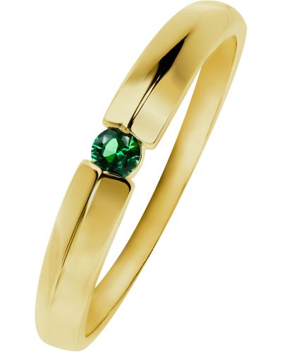 The Fine Collective 9ct Yellow Gold 2.5mm Green Cubic Zirconia 3mm Band Ring