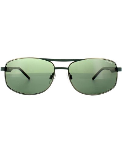 Polaroid Rectangle Green Silver Havana Green Polarized Sunglasses