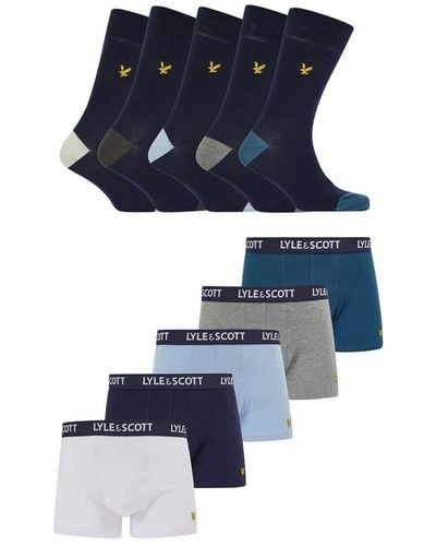 Lyle & Scott Booker Multi Pack Trunks & Socks - Blue