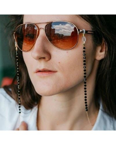 The Colourful Aura 55 Cm Black Bead Sunglass Summer Reading Eyeglass Lanyard Detachable Chain - Brown