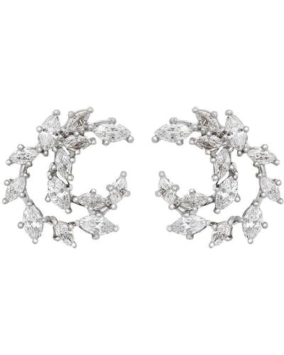 Jon Richard Rhodium Plated Cubic Zirconia Double Swirl Earrings - Metallic