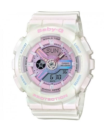 G-Shock Ba-110pl-7a1er Plastic/resin Classic Quartz Watch - Ba-110pl-7a1er - White