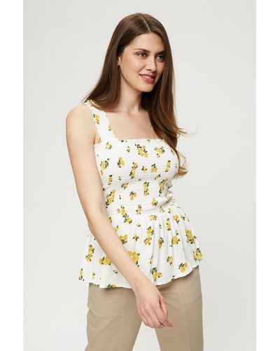 Dorothy Perkins Tall Yellow Floral Shirred Cami Top