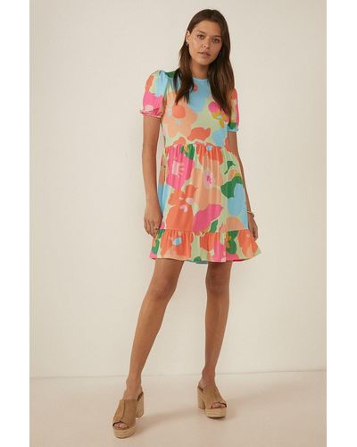 Oasis Philly Floral Tiered Smock Dress - Multicolour
