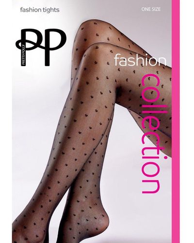 Pretty Polly All Over Heart Tights - Pink