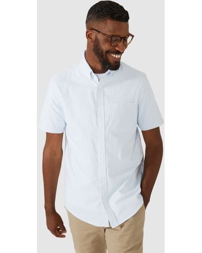 MAINE Oxford Stripe Ss Shirt - White