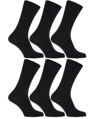 Universal Textiles 100% Cotton Non Elastic Top Gentle Grip Socks (pack Of 6) - Black