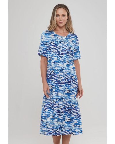 Adini Ocean Print Shannon Dress - Blue