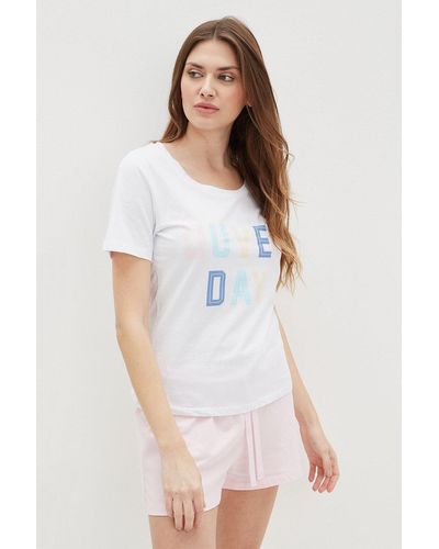Dorothy Perkins Tall Duvet Day T-shirt And Shorts Pyjama Set - White