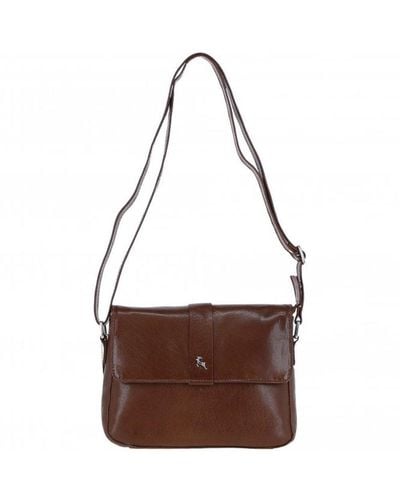 Ashwood Leather 'veneto Vellutato' Real Leather Crossbody Bag - Brown