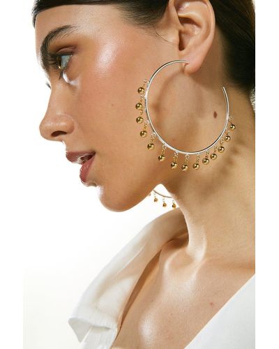 Karen Millen Silver Plated Large Hoop Earrings - Natural