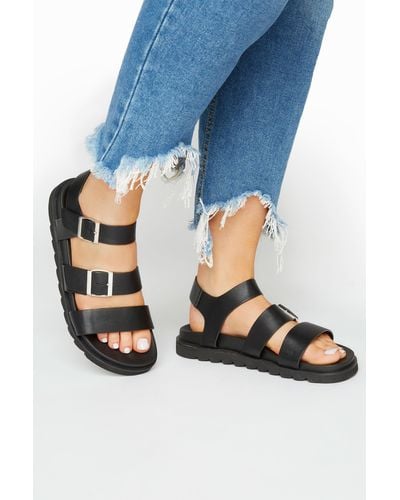 Yours Extra Wide Fit Footbed Buckle Sandals - Blue