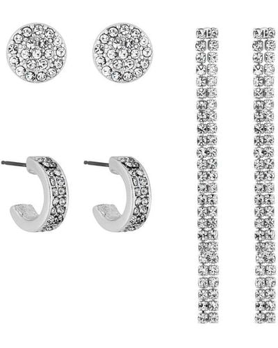 Lipsy Silver With Crystal Diamante Drop 3-pack Earrings - White