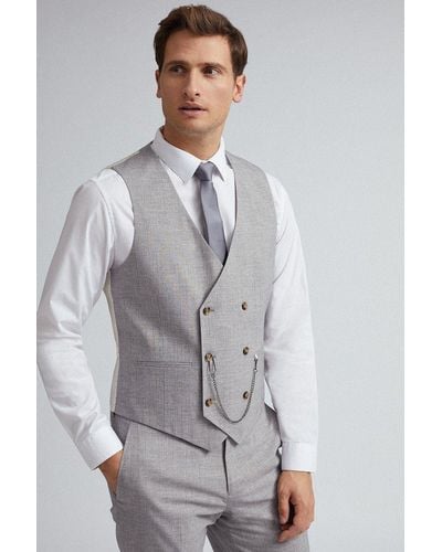 Burton Grey And Black Stripe Slim Fit Suit Waistcoat