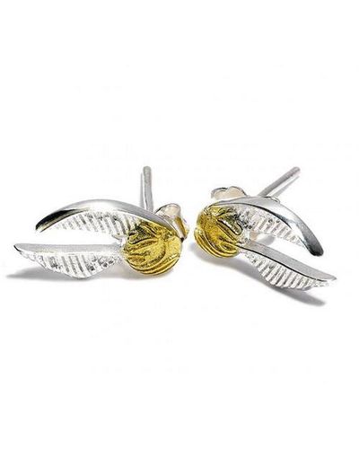 Harry Potter Silver Plated Golden Snitch Earrings - Metallic