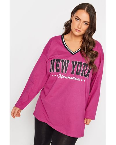 Yours 'new York' Varsity Oversized T-shirt - Pink