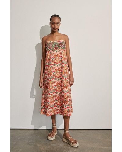 Warehouse Beaded Embroidery Slip Maxi Dress - Multicolour