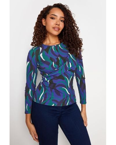 M&CO. Abstract Print Twist Top - Blue