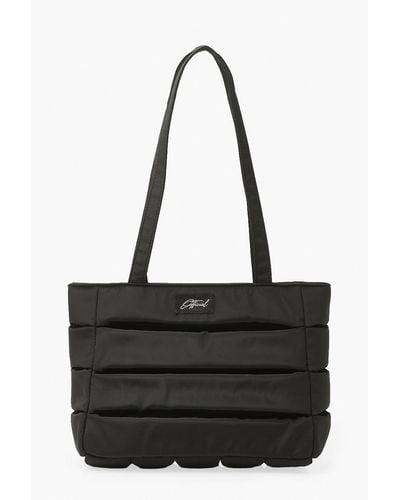 Boohoo Official Nylon Quilted Tote Bag - Black