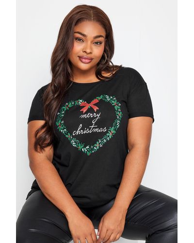 Yours 'merry Christmas' Slogan T-shirt - Brown