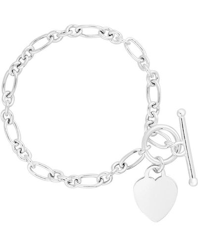 Simply Silver Sterling Silver 925 T-bar Heart Bracelet - White