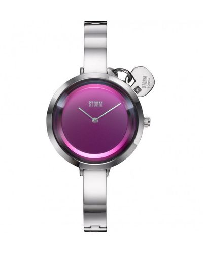 Storm Mera Silver Lazer Purple Stainless Steel Watch - 47500/s/p