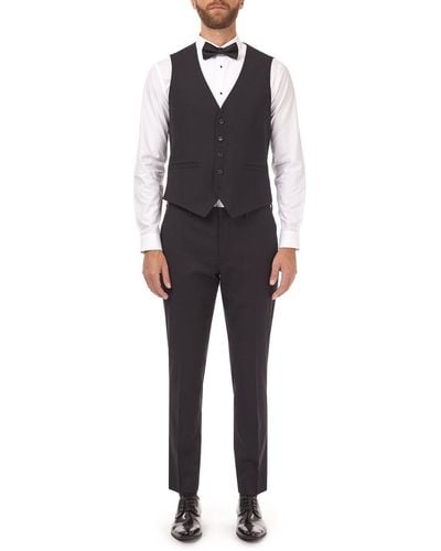 Burton Skinny Fit Black Stretch Tuxedo Waistcoat - Grey
