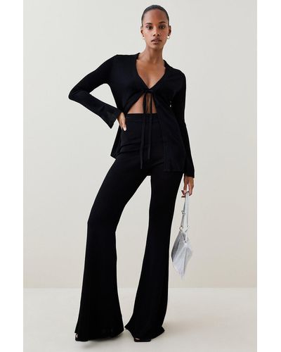 Karen Millen Slinky Jacquard Knit Trousers - Black