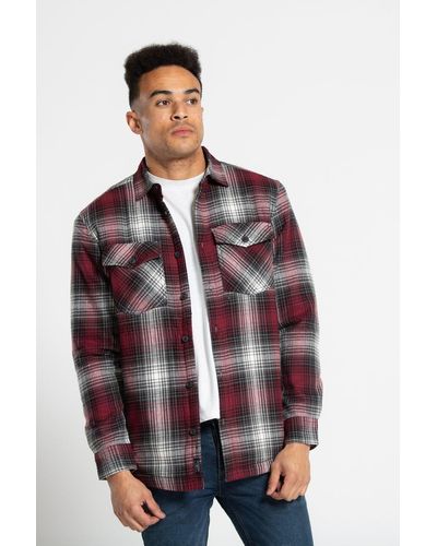 Tokyo Laundry Cotton Long Sleeve Check Shirt With Sherpa Lining - Red