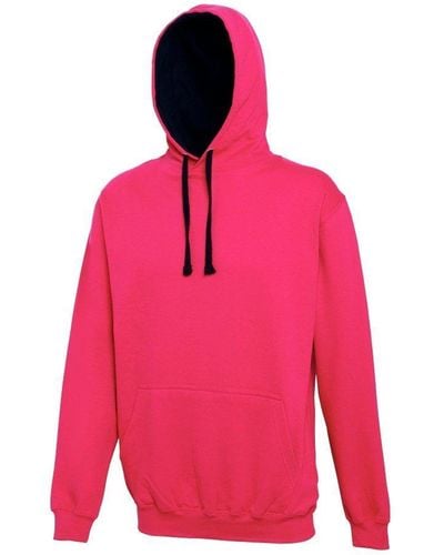 Awdis Varsity Hooded Sweatshirt Hoodie - Pink