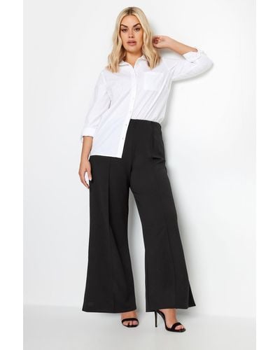 Yours Pintuck Wide Leg Trousers - White