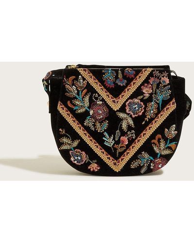 Monsoon Embroidered Cross-body Bag - Black