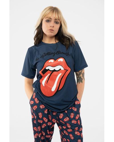The Rolling Stones Classic Tongue Logo Pyjamas - Blue