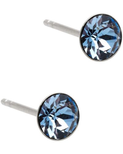 Pure Luxuries Gift Packaged 'malika' 925 Silver & Blue Gemstone Stud Earrings