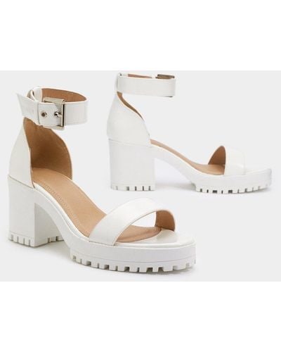 Nasty Gal Cleat It Fancy Faux Leather Sandals - White