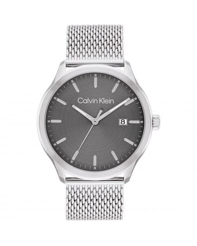 Calvin Klein Define Sterling Silver Fashion Analogue Quartz Watch - 25200352 - Metallic