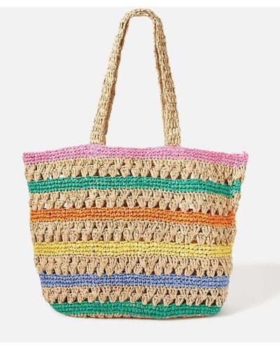 Accessorize Rainbow Raffia Shopper Bag - Multicolour