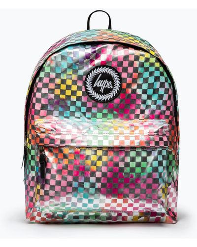 Hype Rainbow Check Crest Backpack - Grey