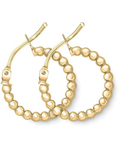 Jewelco London 9ct Gold Beaded Hoop Earrings - Ernr02961 - Metallic