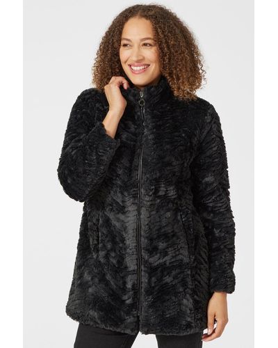 Viz A Viz Solid Fur Coat - Black