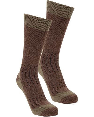 Mountain Warehouse Explorer Thermal Merino Socks Soft Stretch Socks 2 Pack - Brown