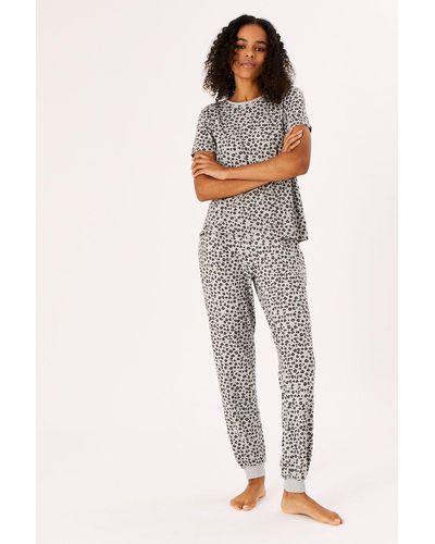 Accessorize Leopard Print Jersey Pyjama Set - Brown