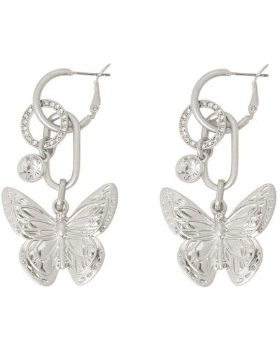 Bibi Bijoux Silver 'serene Wings' Interchangeable Hoop Earrings - Metallic