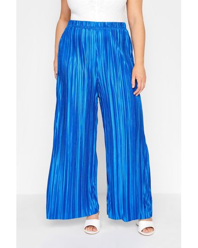 Yours Wide Leg Trousers - Blue